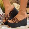 Женские леопардовые тапочки летние туфли на танкетке пляжные тапочки женские модные повседневные босоножки на платформе шлепанцы женские Zapatos De Mujer