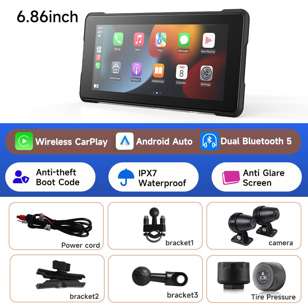 JIUYIN 7-дюймовый мотоцикл CarPlay навигация беспроводной CarPlay Android Auto Airplay дисплей экран портативный мотоциклетный монитор