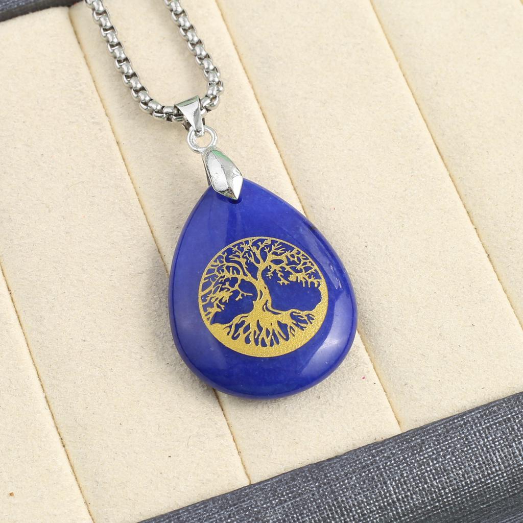 Ожерелье из натурального камня малахит/бирюза подвеска в форме капли с принтом для женщин цепочка для подарка на день рождения 60 см