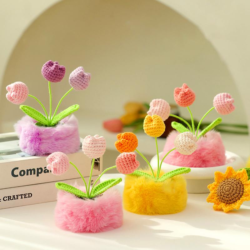 1 шт. Подсолнух сувенир плюшевые праздничные подарки плюшевые украшения для дома имитация горшечного растения тюльпан пряжа