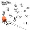 20pcs Meat Coil Matte Black Carp Fishing Accessories Pop Up Boilies Hair Zig Rig Chod Zig Rig Method Feeder Fishing Tackle Equipment