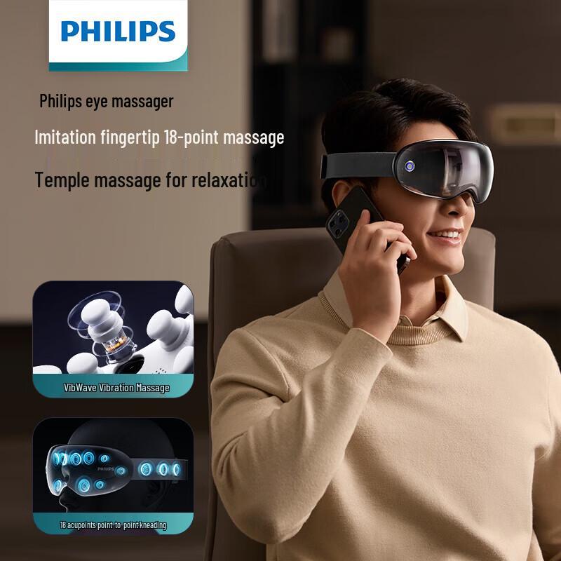 Philips Массажер для глаз с 18-точечным разминанием и подогревом, штекер CN (адаптер в комплекте)