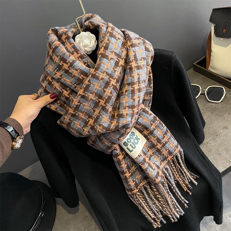 Autumn and Winter Atmosphere Imitation Cashmere Scarf for Women Warm Retro Student Long Shawl Korean Ins Cold Protection Scarf for Men
