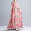 Early Autumn Bohemian Retro Cotton and Linen Print Loose Casual Long Sleeved Big Swing Long Dress for Women Dresses