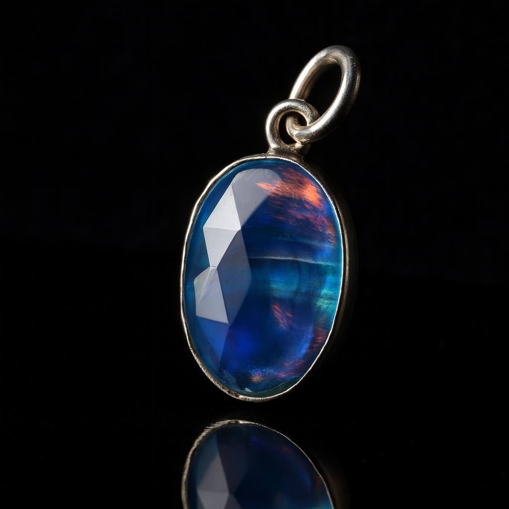 Natural Opal Pendant 16.75 ct Multicolor 925 Sterling Silver Oval Cut October Birthday Birthstone