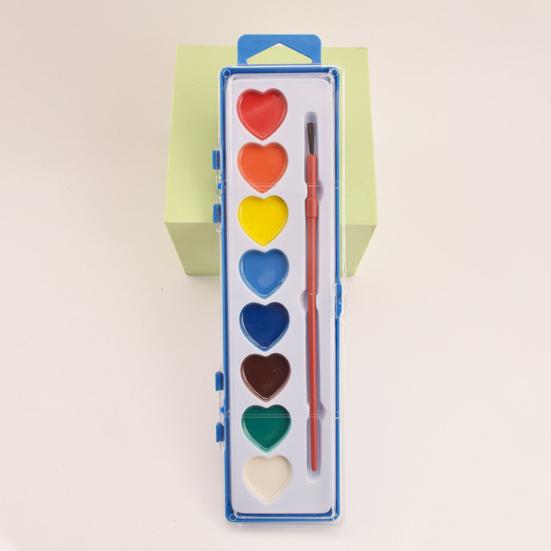 8 Colors Heart Watercolor Washable Water with Brush Valentine's Color Paint Paint Set Day Gifts