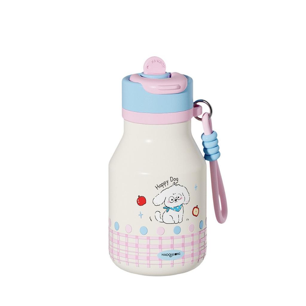 Water bottle thermos cup boys and girls cute small milk can with straw double drink coffee cup cup