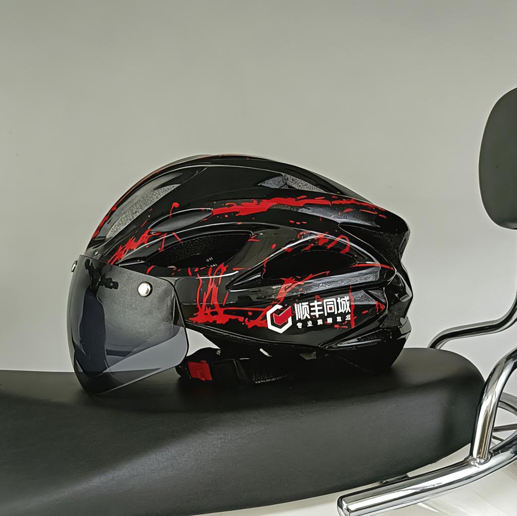 Sf Express City Helmet with Magnetic Visor, Sun Protection, Ventilation, Integrated Design, Lightweight, Breathable, Anti-Fall Equipment