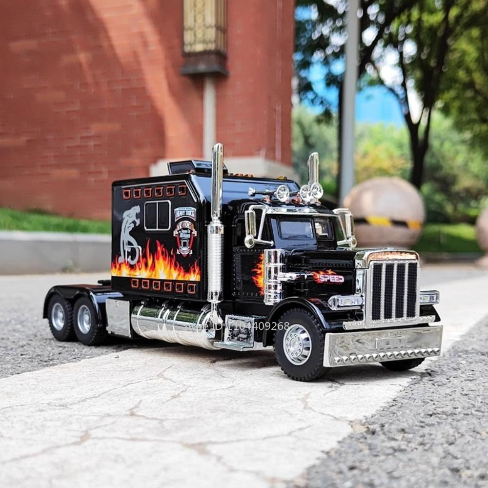 1:24 PETERBILT 389 Грузовик Игрушка Ходячий Трактор Модель Машины Сплав Литье под Давлением Звук Свет Модели Транспортных Средств Декор Салона Подарок