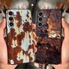 Ретро-кейс с дизайном ржавчины для Samsung Galaxy S25 Edge S20 S21 FE S24 Plus S23 Ultra Черный Мягкий чехол для телефона