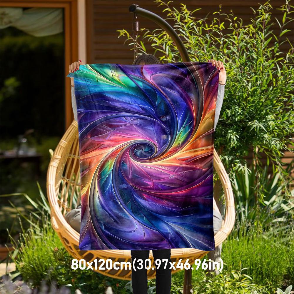 1PC Swirl ColorsOutdoor Flannel Blanket - Soft Plush Decor for Picnics, camping, Bedroom, Playroom, Office, or Lunch Break 1327A