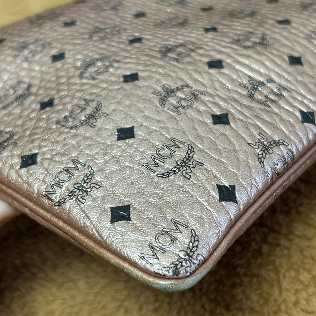 [Pre-Owned] Medium Rose Gold Coated Canvas Floral Print Shoulder Bag Clutch Crossbody Bag Rose Gold Hardware Detachable Shoulder - Very Good #19MMSJF