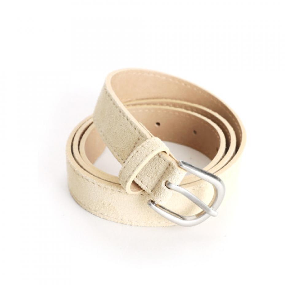 Shop Women S Korean Made Suede Loop Matte Silver Buckle Belt Beige Tu Wbt 0869