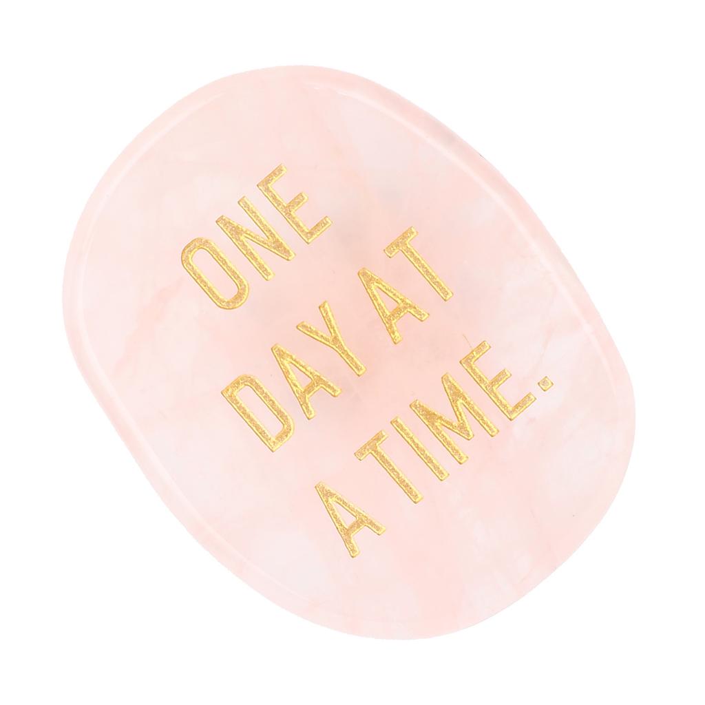 Worry Stone One Day At A Time Inspirational Enhance Confidence Give Power Thumb Stone for Anxiety Rose Quartz