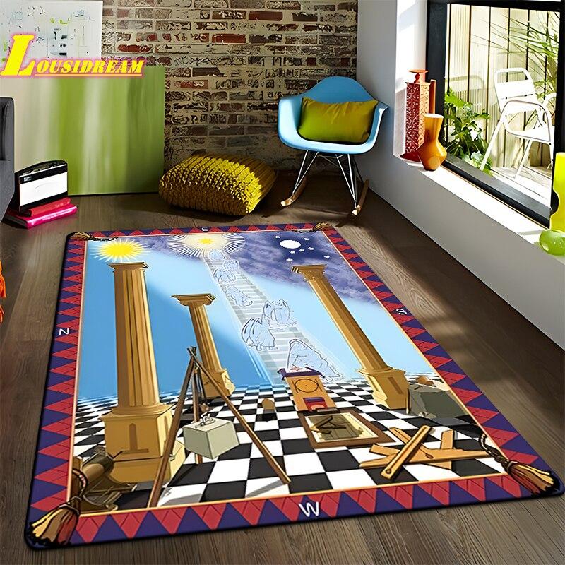 Freemason Illuminati Fashion Print Rug Home Decor Rug Anti-Slip Rug Living Room Bedroom Kitchen Bathroom Balcony Floor Mats