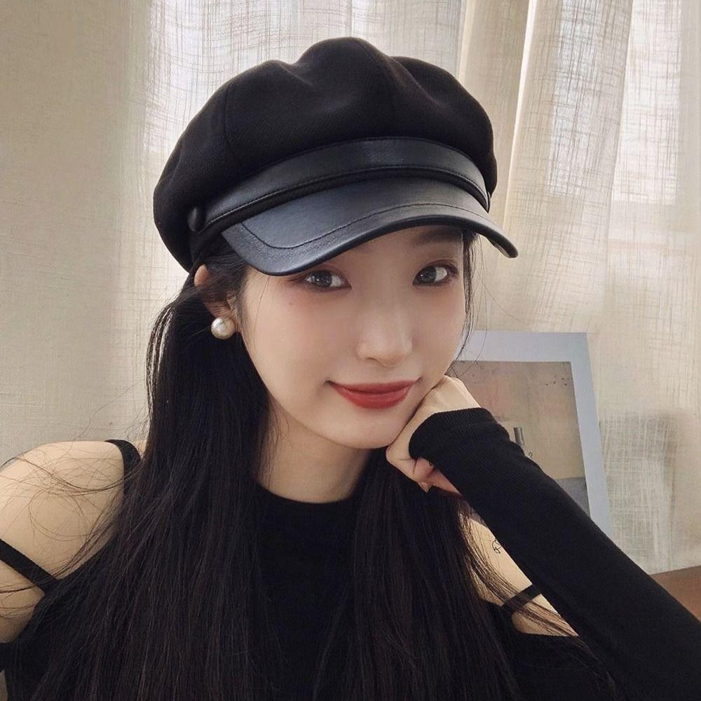 Fashion Woolen Winter Beret Hat Vintage Breathable Newsboy Pumpkin Hat Windproof Warm Peaked Hat for Women