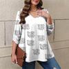 Women's Plus Size Fashion Printed Casual Pleated Round Neck Long Sleeve Top