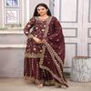 Maroon Embroidered Sharara Suit with Dupatta
