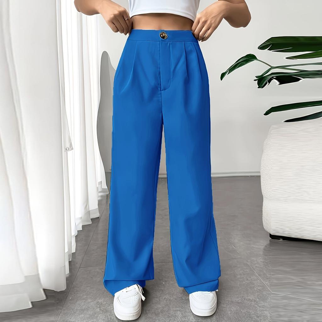 Женские эластичные брюки с высокой талией, повседневные активные брюки с широкими штанинами и длинными брюками, брюки с карманами