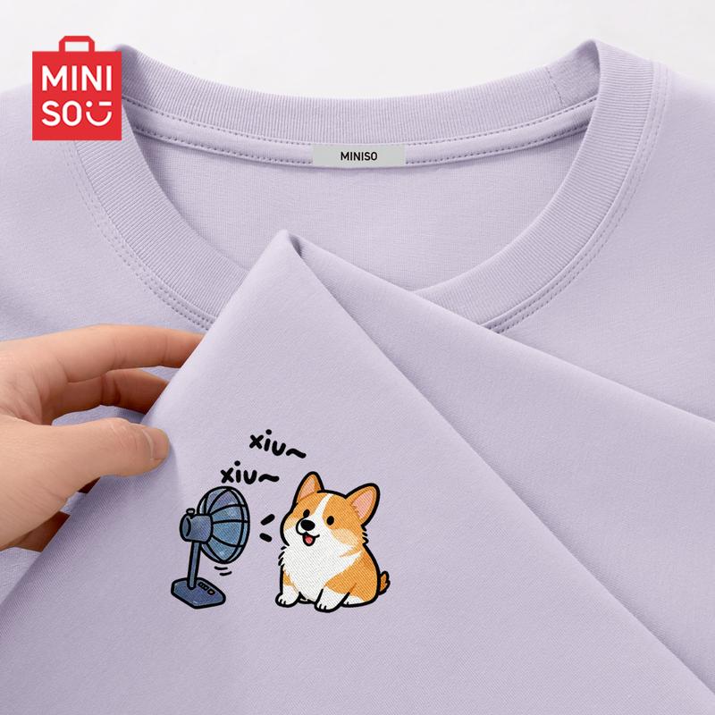 MINISO Мужская повседневная футболка с коротким рукавом из чистого хлопка