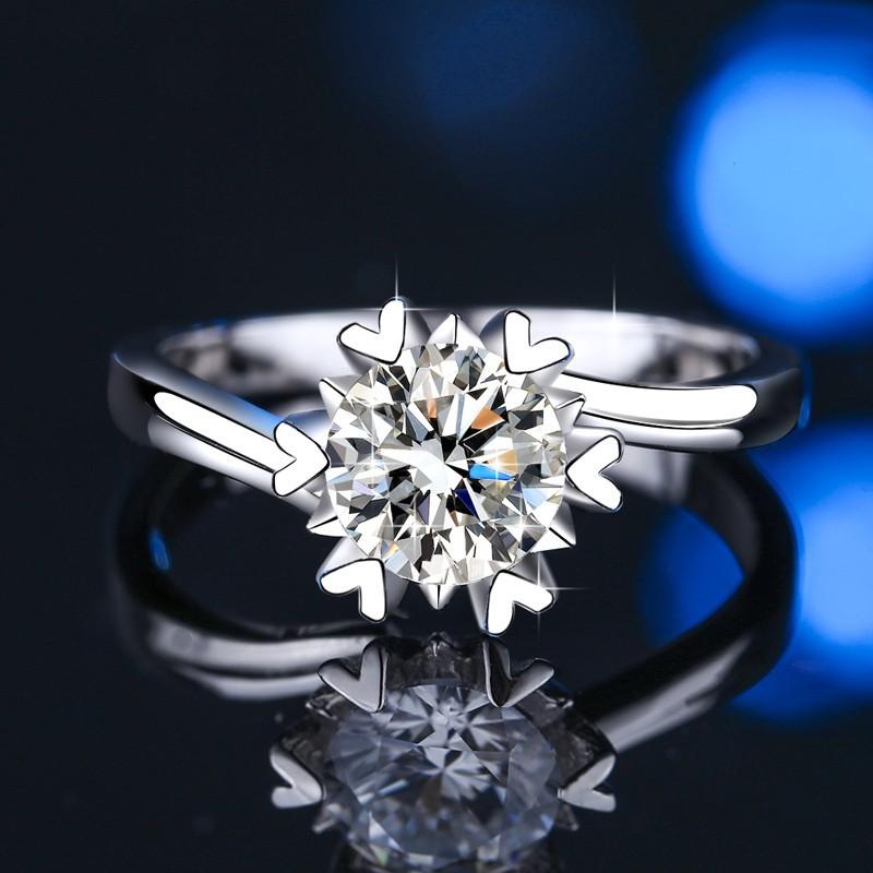 Женское кольцо с муассанитом цвета D, кольцо из стерлингового серебра S925, инкрустированное бриллиантом 1/2 карата, обручальное кольцо с шестью когтями, обручальное кольцо, подарок для подруги