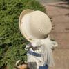Fresh Children's Dome Straw Hat Summer Seaside Sunshade Breathable Top Hat Sweet Pearl Bow Sunscreen Sun Hat