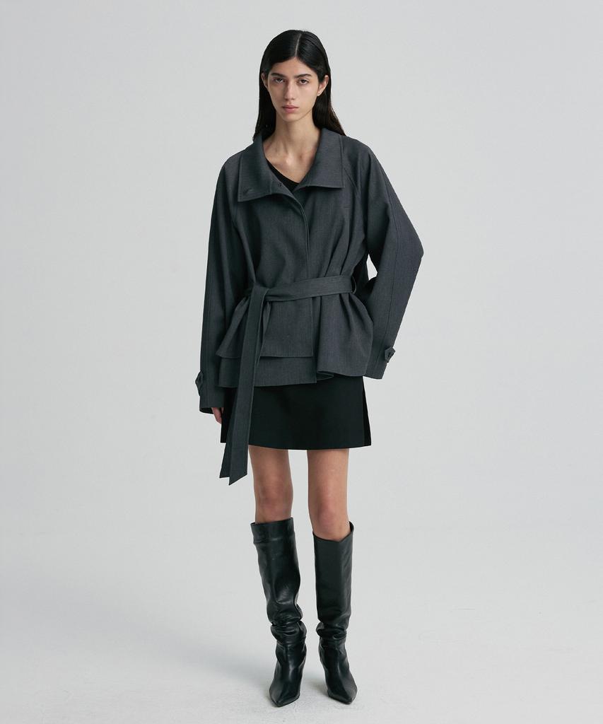 RE RHEE Wool-Silk Blend Trench Coat