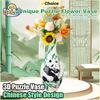 Non-Toxic Puzzle Panda Flower Vase 3D Porcelain Design Made Plastic Home Decoration And Flower Arrangement Housewarming Kids Toys Gifts