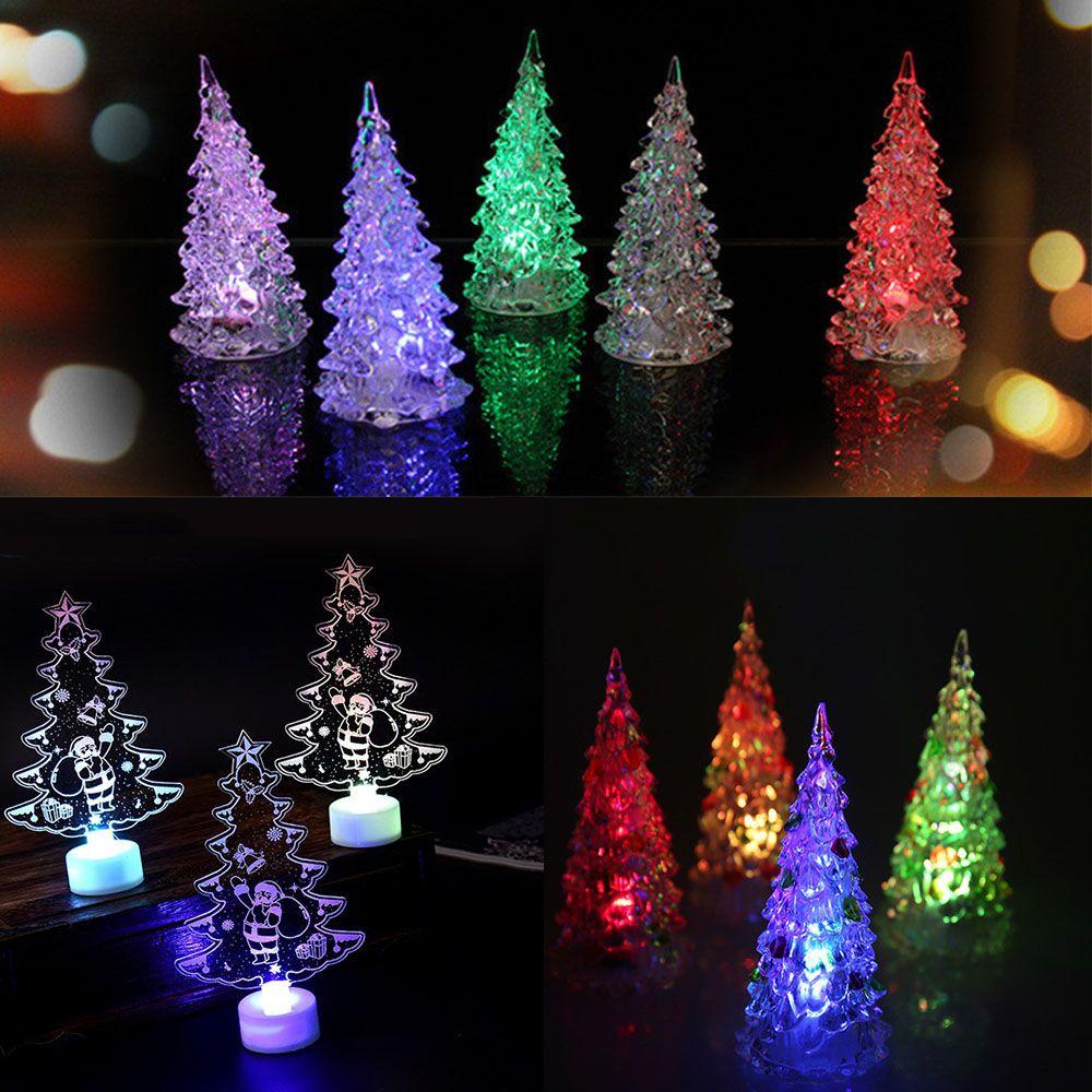 LED Color Changing Mini Christmas Xmas Tree Home Table Party Decor Charm Glitter Christmas Tree