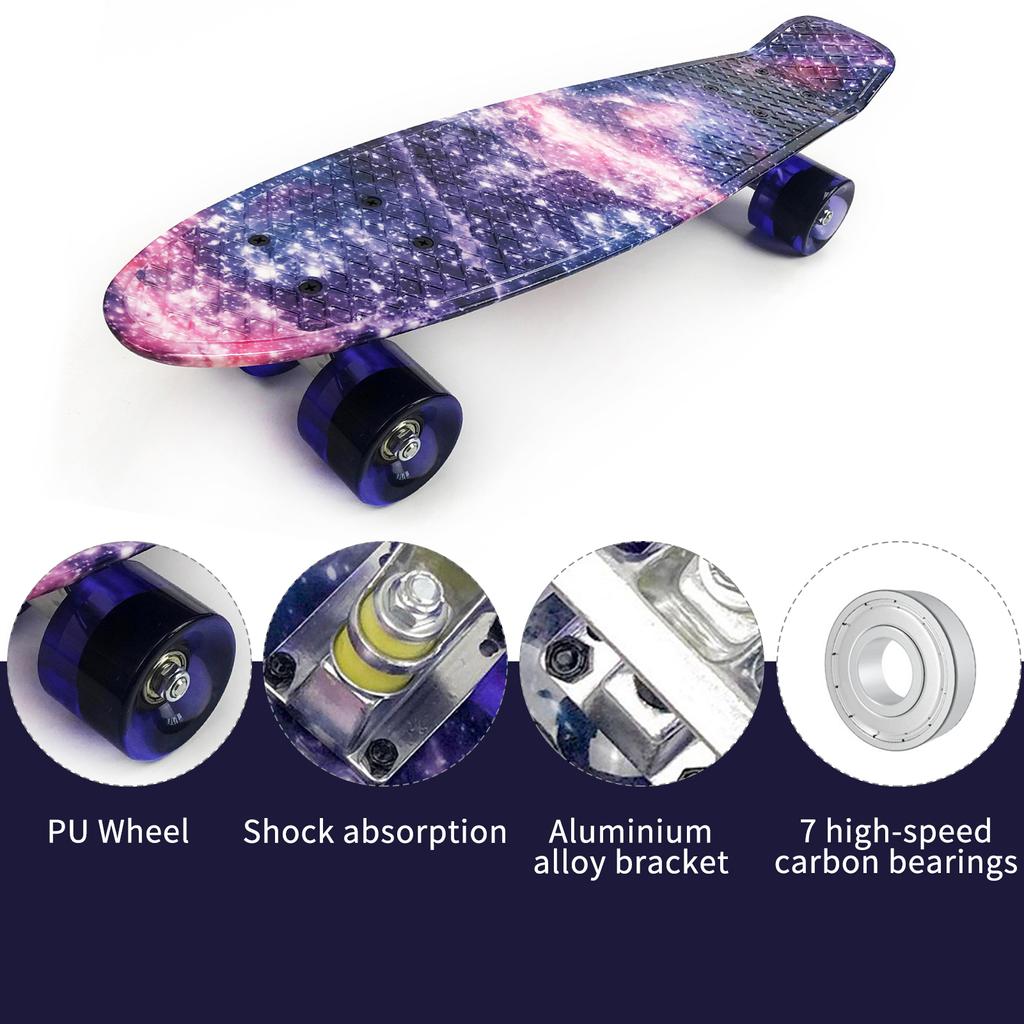 22'' скейтборд с цветными светодиодными колесами, мигающие колеса, скейтборд для детей, мальчиков и девочек