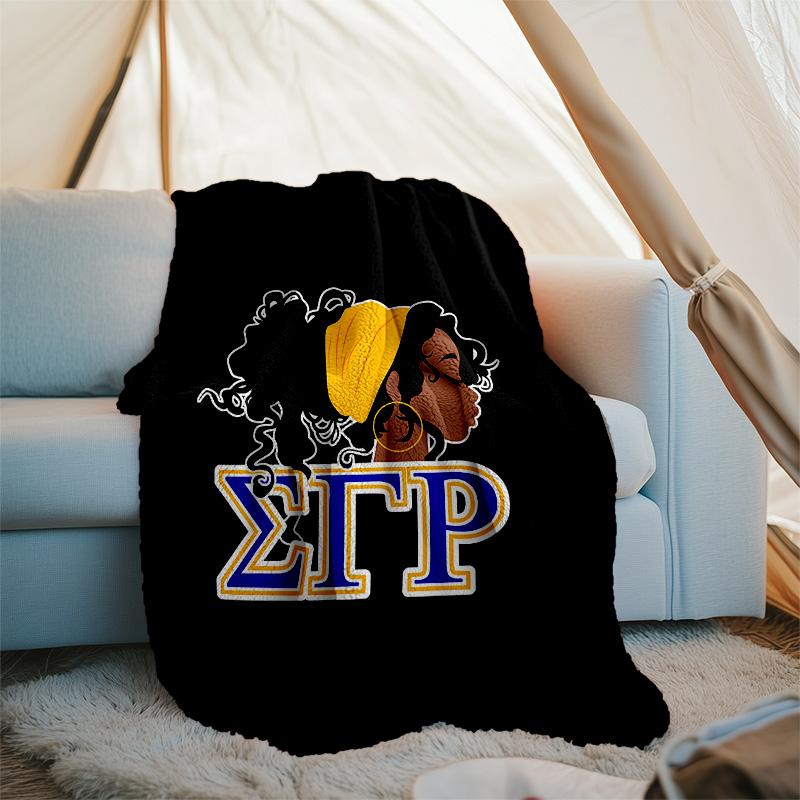 Sigma SGR Gamma Rho printed throw blanket—lightweight,soft,warm;versatile blanket for all seasons—perfect as &air-conditioning throw,nap blanket