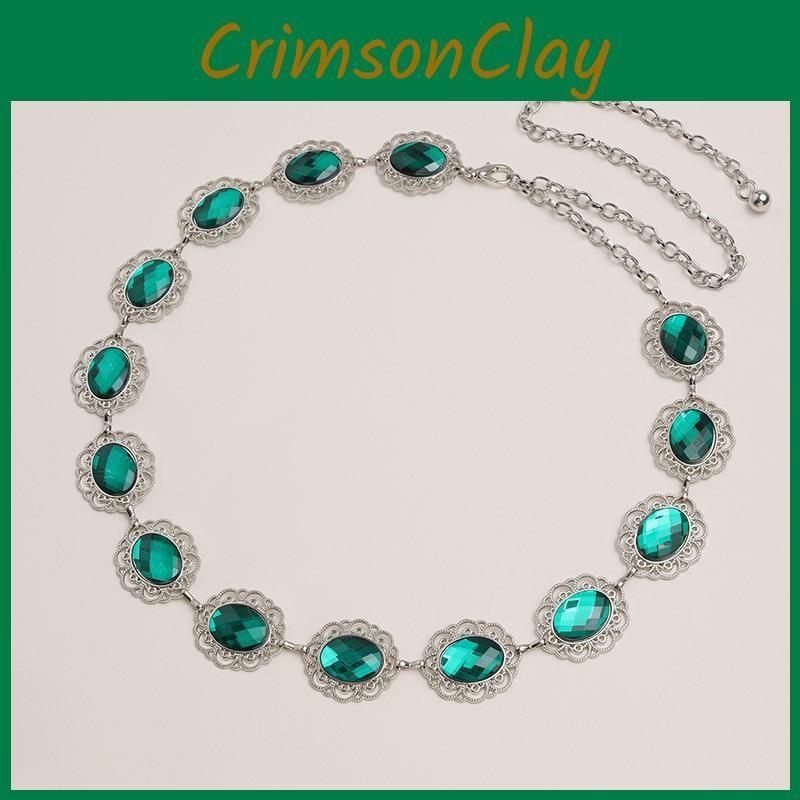 Hollow Stylish Metal Waist Chain With Rhinestone Accents For Fashion Women