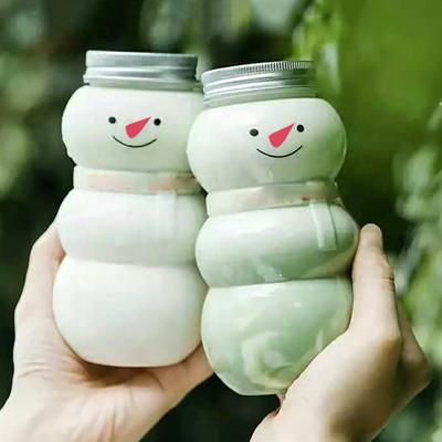 2 шт. бутылки для сока и молока, стакан для питья, рождественский снеговик, пластиковая бутылка