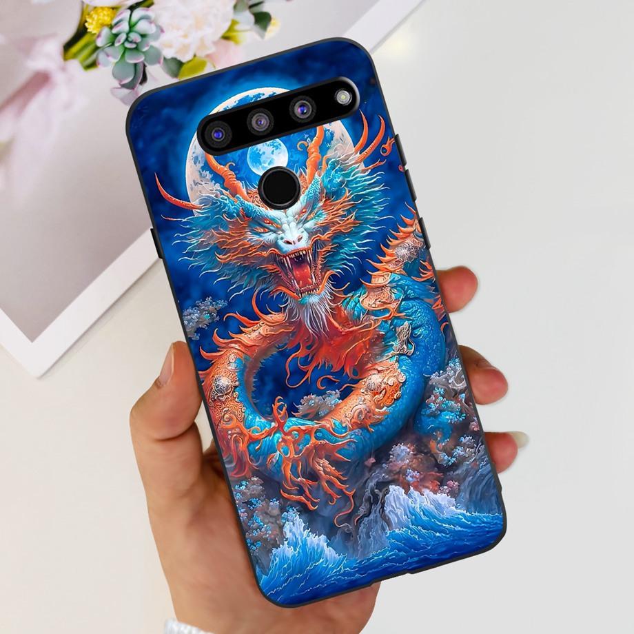 For LG G8X ThinQ Case LG V50 ThinQ V50s ThinQ V50 Dual Screen Liquid Silicone Bumper Coque Fundas Marble Space Man Dragon Capa