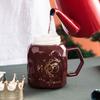 Crown Mirror Mug Ceramic Fashion Decoration Creative Personality with Lid High Appearance Cute Student Female Water Cup