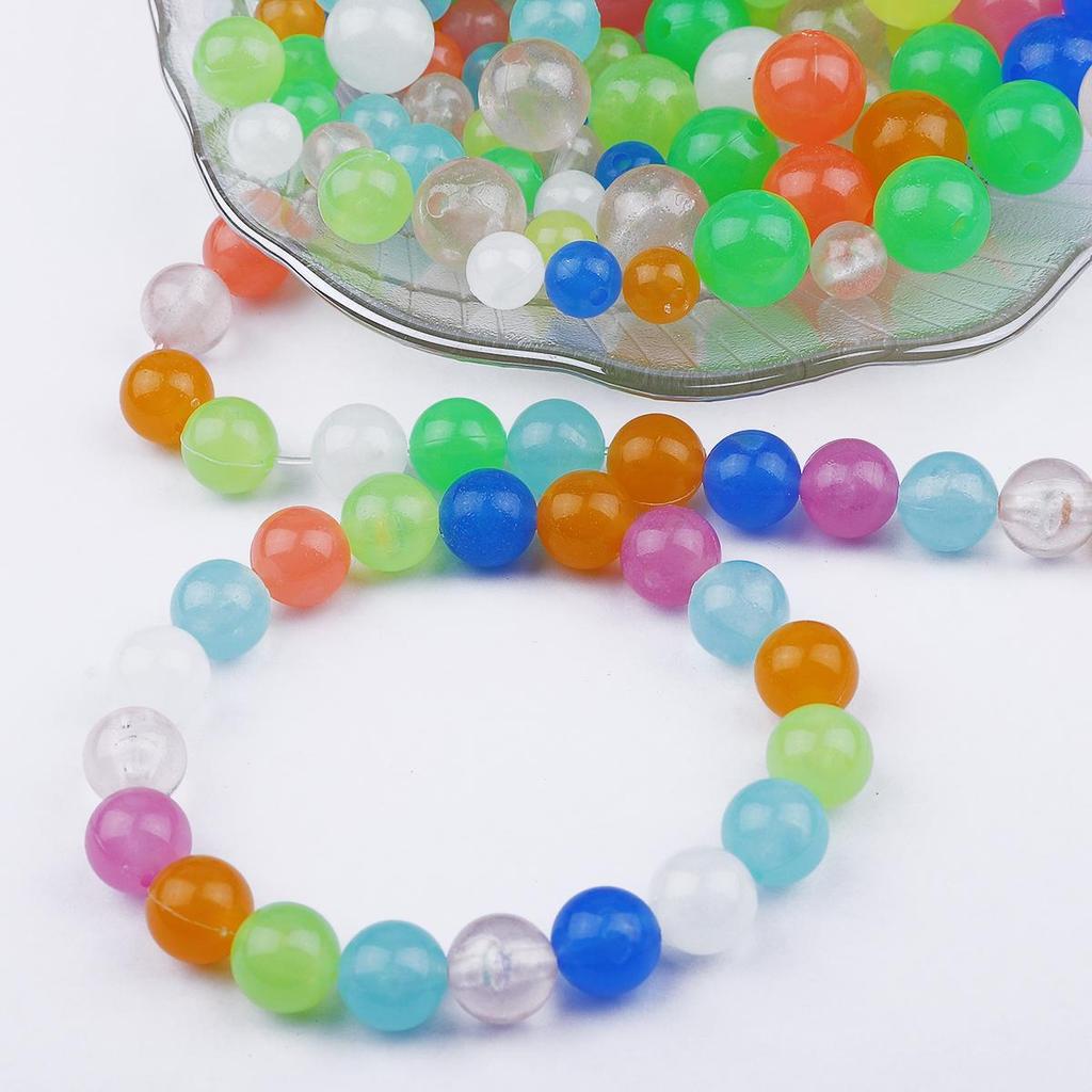 6/8/10/12mm Acrylic Mix Color Luminous Beads Round Loose Beads For Jewery Making DIY Necklace Bracelet Earring