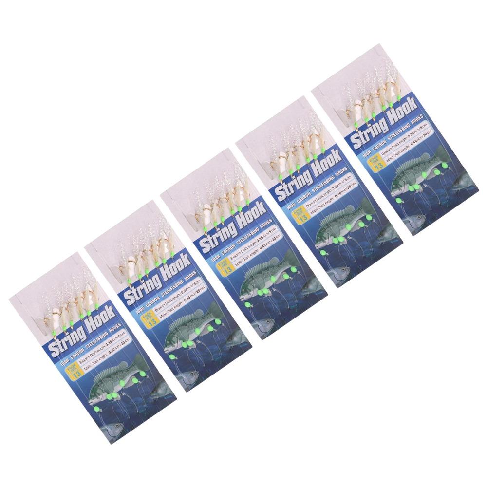 5 Sets with 6 Hooks Fishing Bait Rigs Soft Fish Skin Fishing Lure Rigs  Freshwater Fishing