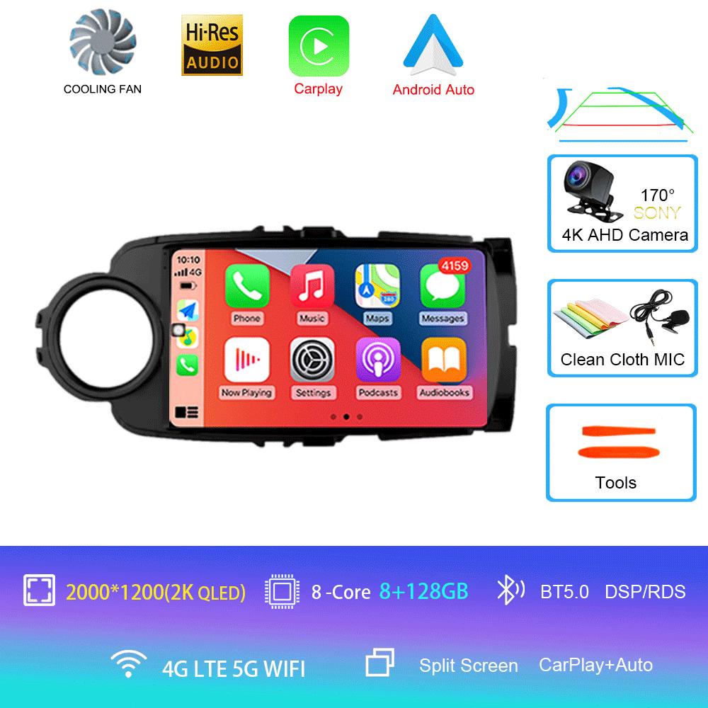 Car Radio Android 14 Carplay For Toyota Yaris 2012 2013 2014 2015 2016 2017 Navigation GPS Multimedia Player stereo wifi BT Auto