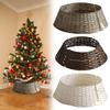 Rustic Christmas Tree Collar Woven Wicker Tree Base Stand Cover For Artificial Holiday Decoration Ring Skirt Basket For Tree, Natural & Stable