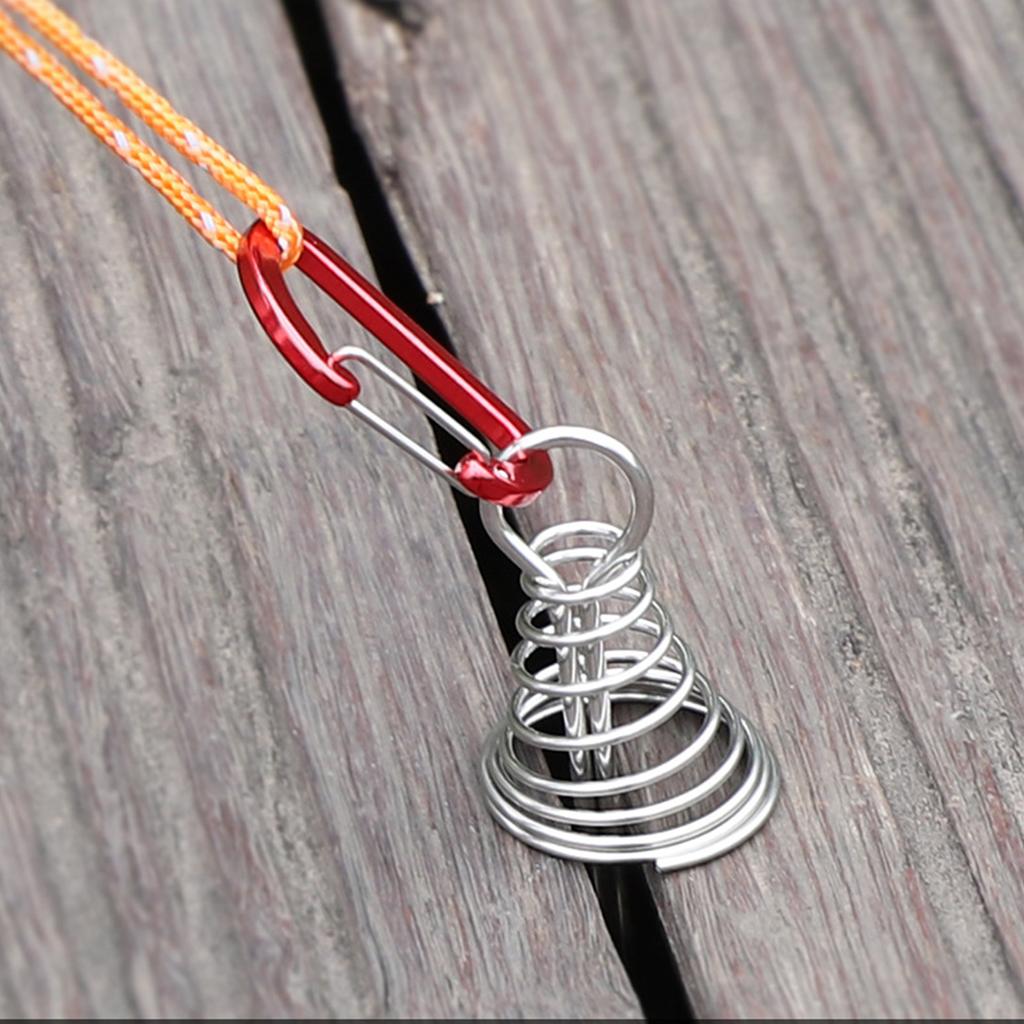 Deck Anchor Pegs with Spirng Buckle Retractable Spring Aluminium Alloy Wind Rope Anchor Outdoor