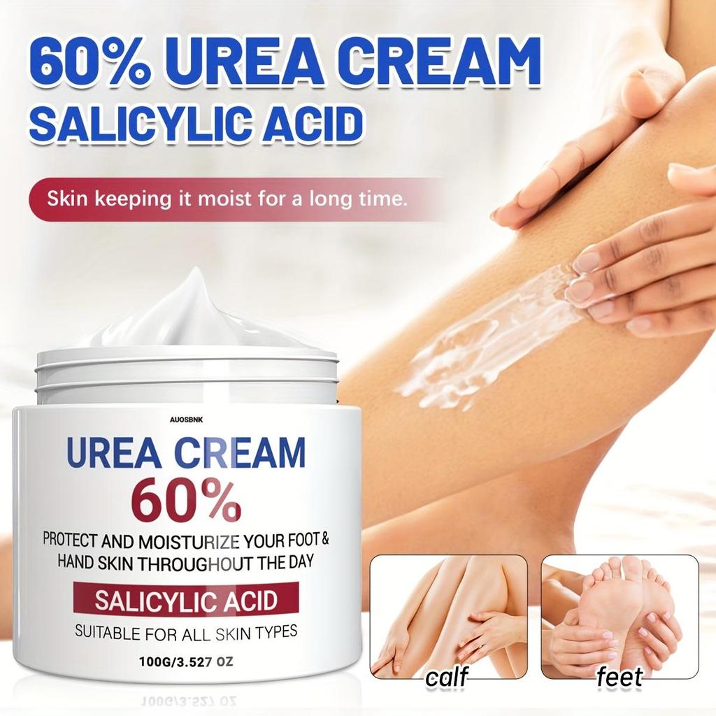 Крем с 60% мочевины, Крем для ног и рук с мочевиной, Быстро впитывающийся, Нежирный, Безопасный для чувствительной кожи, Увлажняющее средство для очень сухой кожи, Рождественский подарок-100 г