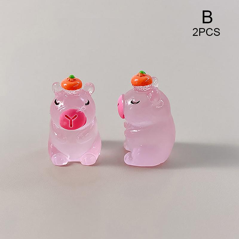 2 шт. Мини светящиеся в темноте милые капибары смоляные украшения микро животное брелок кулон DIY изготовление ювелирных изделий ландшафтный домашний декор