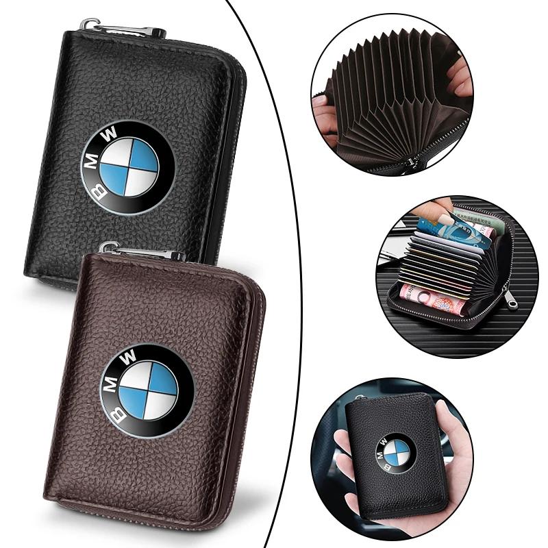 NXY1 For BMW Genuine Leather Car Driver's License, ID Card, Bank Card Wallet For BMW E34 E36 E60 E90 E46 E39 E70 F10 F20 F30 X5 M5 M6