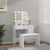 VidaXL Vanity Set with LED Cosmetic Table Makeup Vanity Jewelry Table Bedroom White 3114119