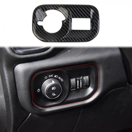 Carbon Fiber Style Headlight Switch Button Panel Trim For  Dodge Ram -2025