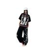 Unisex Wide Leg Pants With Letter Stripe Print High Street Style Loose Fit Casual Trousers Fall