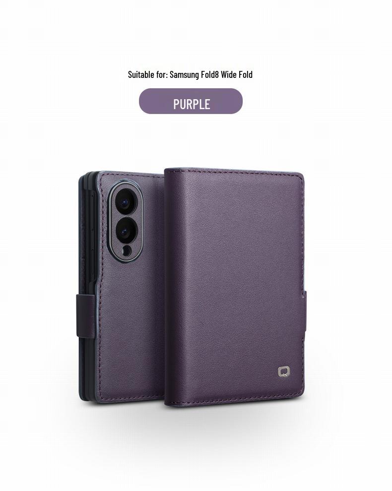 Оригинальный кожаный магнитный защитный чехол Qiali для Samsung Z Fold8 - Полное покрытие с подставкой, книжка
