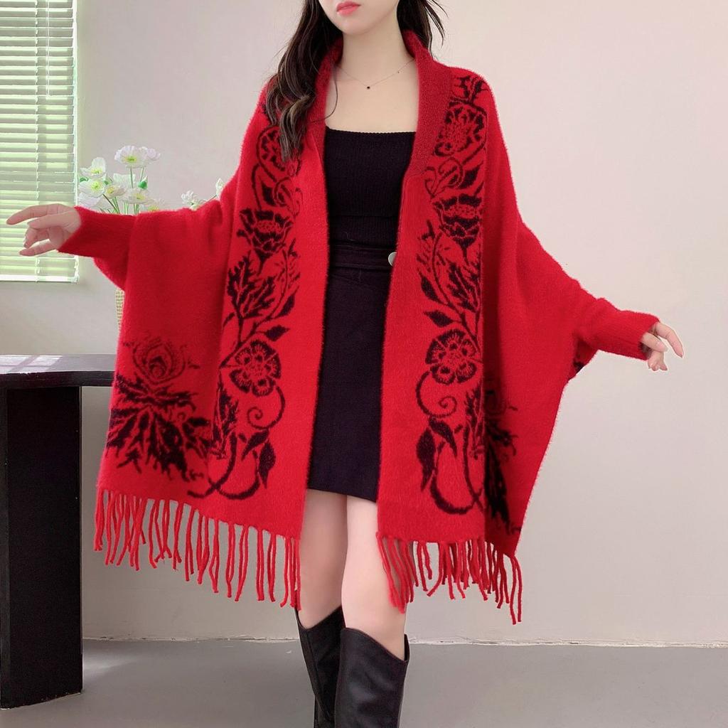 Шаль Этнический стиль свитер вязаный теплый женский осень и зима новый плащ стиль плащ куртка