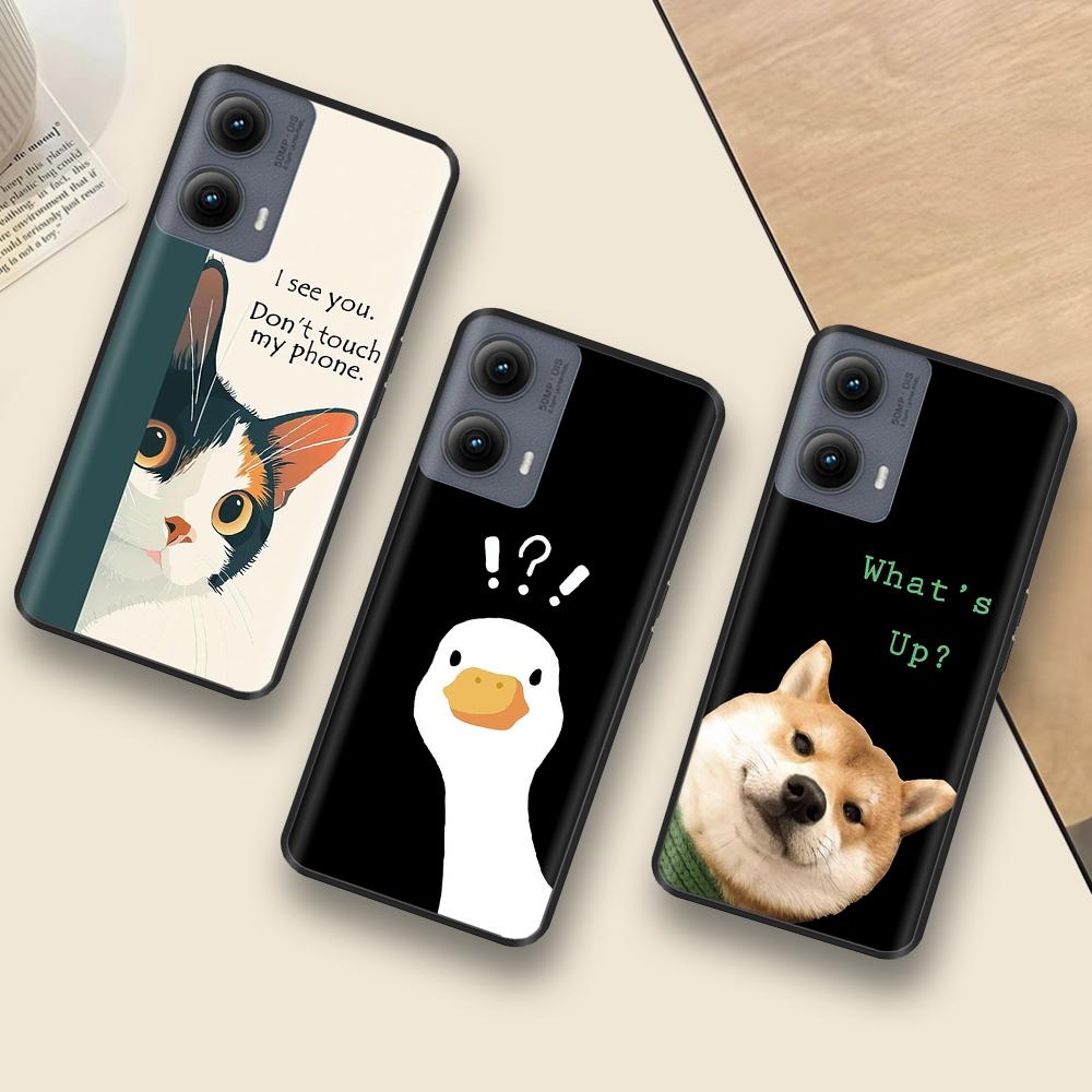 Силиконовый чехол для Motorola Edge 2024 Чехол Милый Мультяшный Мягкий ТПУ Черная Крышка для Moto Edge 2024 6.6" Ударопрочный Fundas Capa