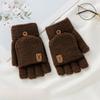 Warm Winter Knitted Gloves Thickened Writing Mittens Fashion Half Finger Mittens  for Men